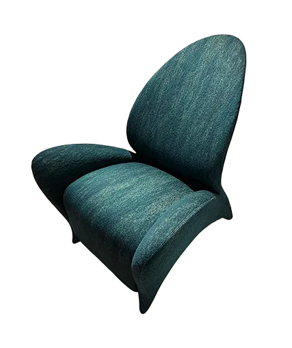 Sculptural Flügel-Back Samt Lounge Chair